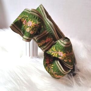 Free People Army Green Floral Side Bow Headband Cottagecore Feminine Nwot